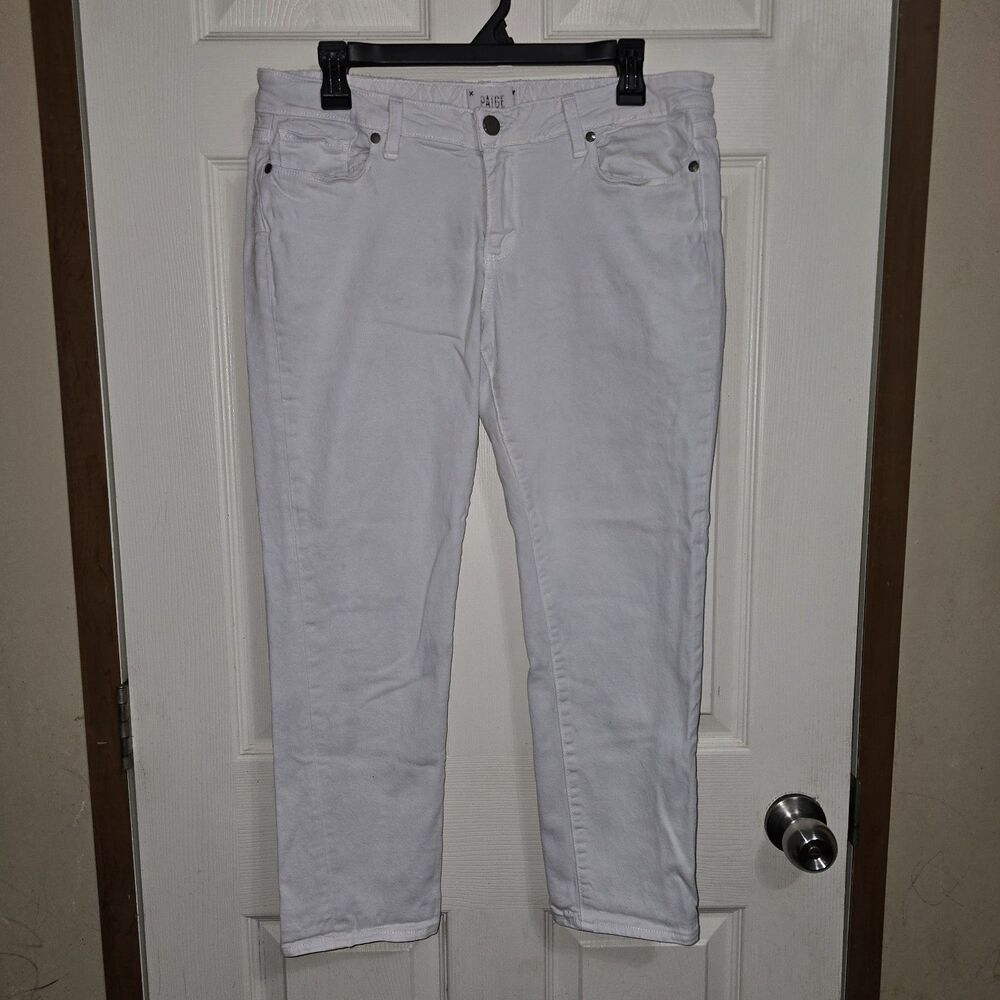 PAIGE Women's White Cropped Skinny Ankle Jeans Size 30 Stretch Denim
